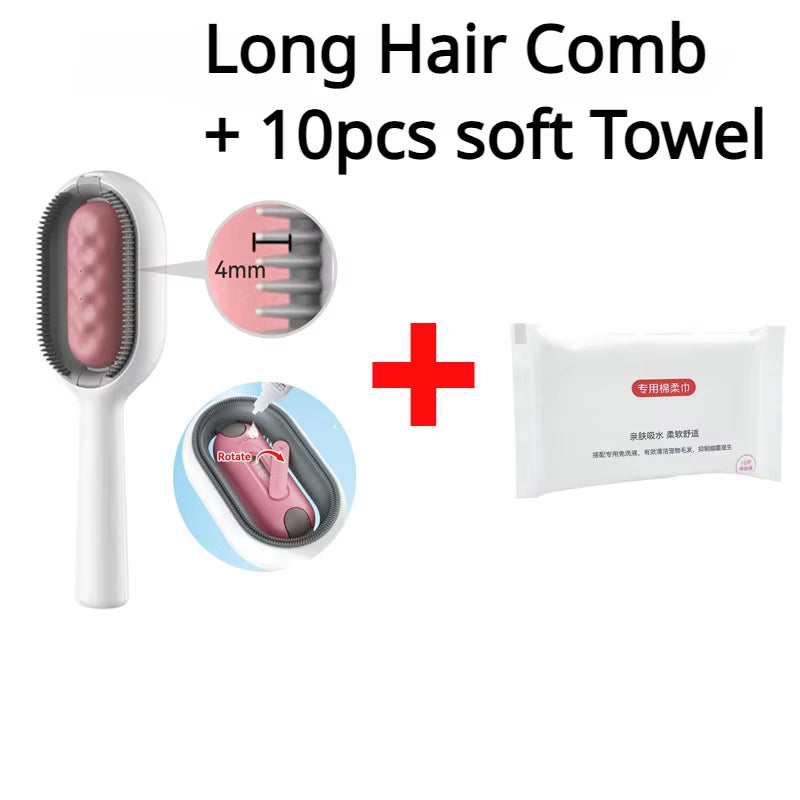 Double Sided Hair Removal Brushes for Cat Dog Pet Grooming Comb with Wipes Kitten Brush Cat Accessories Pet Products