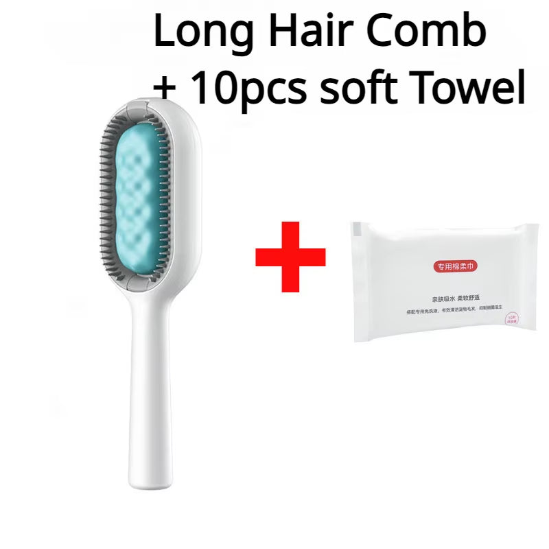 Double Sided Hair Removal Brushes for Cat Dog Pet Grooming Comb with Wipes Kitten Brush Cat Accessories Pet Products