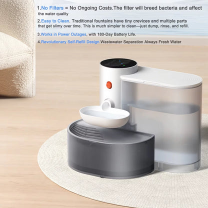 Smart Wireless cat Water Fountain Rechargeable, Large Capacity, Silent automatic drinking fountain,environmentally friendly