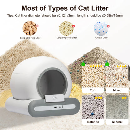 DOEL 65L Self-Cleaning Cat Litter Box App Control, ONLY Supports 2.4G WiFi w/Litter Mat&Trash Bags, Fit for Tofu & Mixed Litter